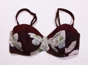 Ted Baker Women's Gardea Burgundy Floral Flower Print Pattern Underwire Bikini