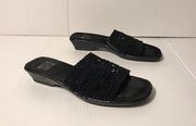 Mootsies Tootsies black slip-on wedge sandals women fits size 7 / 7.5