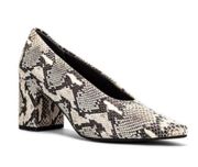 NIB Seychelles Rehearse II Black and White Python Leather Block Heels