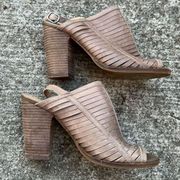 Lucky Brand Women's Lialor Caged Sandals Peep Toe Bootie Leather Upper Brown 8M‎