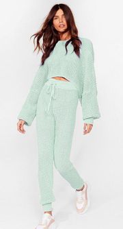 NBW Nasty Gal Sea Foam Sweater & Jogger Set