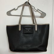 Black and Beige Leather Tote