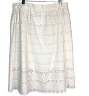 Cremieux Skirt Womens Size 10 White Eyelet Cotton Lace A Line Knee Length