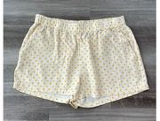 Vero Moda Yellow Polka Dot Linen Shorts Size L New Pull-On Pockets