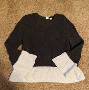 Grey and White Cropped Sweater