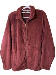 NEW‎ Volcom Pheelin Phuzzy Zip Up Faux Fur Sherpa Jacket - Burgundy Sz XS