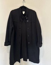 Chicos 2 Long Button Up Cardigan Black Ponte Knit 100% Cotton Mock Neck M D0118‎