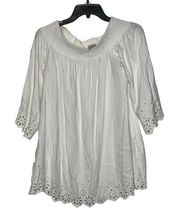 Daniel Cremieux Blouse Top Size Small White With Floral Lace Rayon Womens