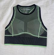 Black & Green Seamless Tank Padded Sports Bra