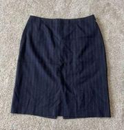 Donna Karan Womens Knee Length Knit Pencil Skirt Navy Blue Stripes Size 8