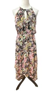 Melrose And Market Womens Flounce Dress Multicolor Floral High Low Midi Tiered S