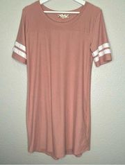 Pinque Varsity Style Dress * Dusty Rose Pink * Size L