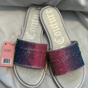 NWT - Juicy Couture Rainbow Sparkle Slides - Size 10