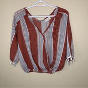 Lavender Field Striped Blouse Size Medium