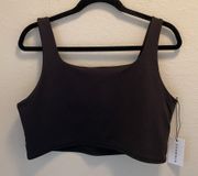 We Wore What Straight Neck Crop In Chocolate Black Top Size XL NEW