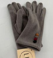 NWT L.I.B New York gloves texting friendly. Grey button decor.