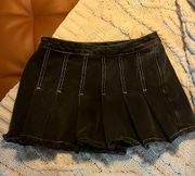 /John Galt Black Pleated Denim Mini Skort