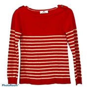 Atmosphere Red Tan Striped Long Sleeve Sweater Top