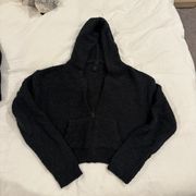 fuzzy black zip up sweatshirt