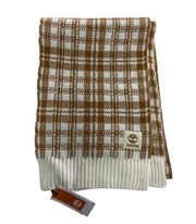 Timberland Scarf Womens One Size Buffalo Plaid Beige Off-White 10" x 68" Knit