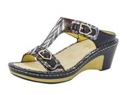 Alegria Lara Wedge Leather Sandal Schmancy Bronze