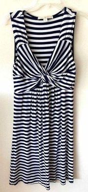 Boston Proper Striped Knit Midi Dress Blue White Size Medium