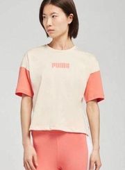 NWT Puma T-Shirt Rebel Cotton Colorblocked Cropped Logo (Part Of Set) XS