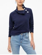 Wide button-collar pullover sweatshirt in cloudspun fleece size XS