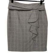 Worthington Gray Plaid Side Ruffle Career Office Pencil Skirt