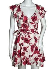 Free People Dress Womens XS White Pink Floral French Quarter Wrap Dress Flowers