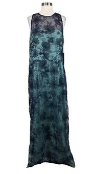 JS Collections Women's Formal Dress Size 18 Blue Sequined Floral Lace Long Gown