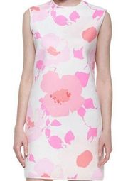 Victoria Beckham NWT Pink/White Neoprene Floral Sleveless Shift Dress