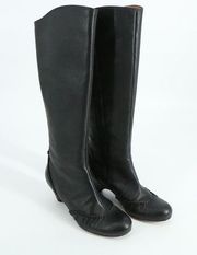 Corso Como Tall Black Leather Kitten Heel Boots 7.5