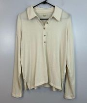 Madewell Ivory Long Sleeve Half Zip Collared Soft Blouse Size Large