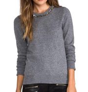 Equipment Shane Embellished Neck Grey cashmere wool blend sweater size XS