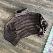 Sweet Rain brown cropped turtleneck sweater