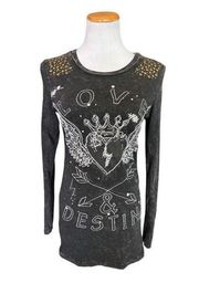 Womens Ariat Love • Destiny Studded Stitched Embellished Heart Crown Top - Sz M