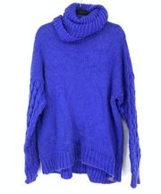 One Teaspoon Sweater Women's Size M Rider Roll Turtleneck Wool Blend Blue