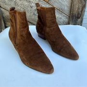 Aquatalia Fausta Chestnut Brown Suede Ankle Boot 50mm Booties $450 Women's 8