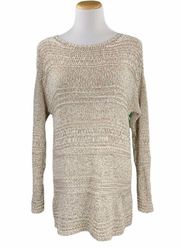 BCGBMaxAzria Beige Oversized Long Sleeve Open Knit Sweater