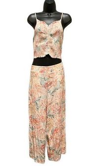 O’NEILL Emmaline Smocked Crop Tank (Large) & Sailin Wide Leg Crop Pant (Medium)