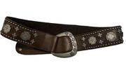 Double D Ranch Women's Cristo Rey Belt - Cross Conchos and Nail heads, Brown