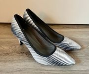 LOGO by Lori Goldstein Zebra Print Leather Yvonne Pointed Toe Pumps Size 7.5