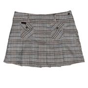 Vintage Y2K Mudd Mini Skirt Low Rise Pleated Brown White Plaid size 13