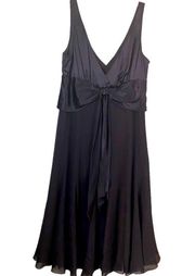 Vintage  Brown Silk Chiffon Sleeveless Cocktail Dress Size 6 Y2K