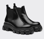 ✨Blogger Favorite✨ Prada Monolith Brushed Lug Sole Leather Chelsea Boots