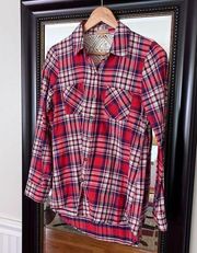 Takara Roll Tab Sleeve Plaid Button Down Shirt Size Small