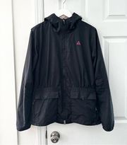 Nike  ACG Vintage Black Pink Mesh Hood Cinched Windbreaker Jacket Medium Women