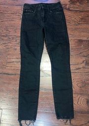 ANTHROPOLOGIE MOTHER Women’s Black Skinny The Looker Ankle Fray Jeans Size 25