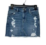 Hollister Women's Skirt Distressed High-Rise Vintage Stretch Raw Hem Denim 25